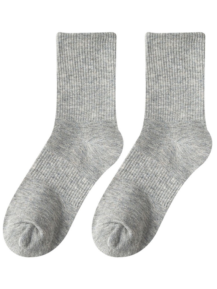 White Socks Women's Mid Tube Stockings Spring and Autumn Pure Cotton Ins Trendy Black Long Socks Summer Thin Solid Color Long Tube Men's Socks