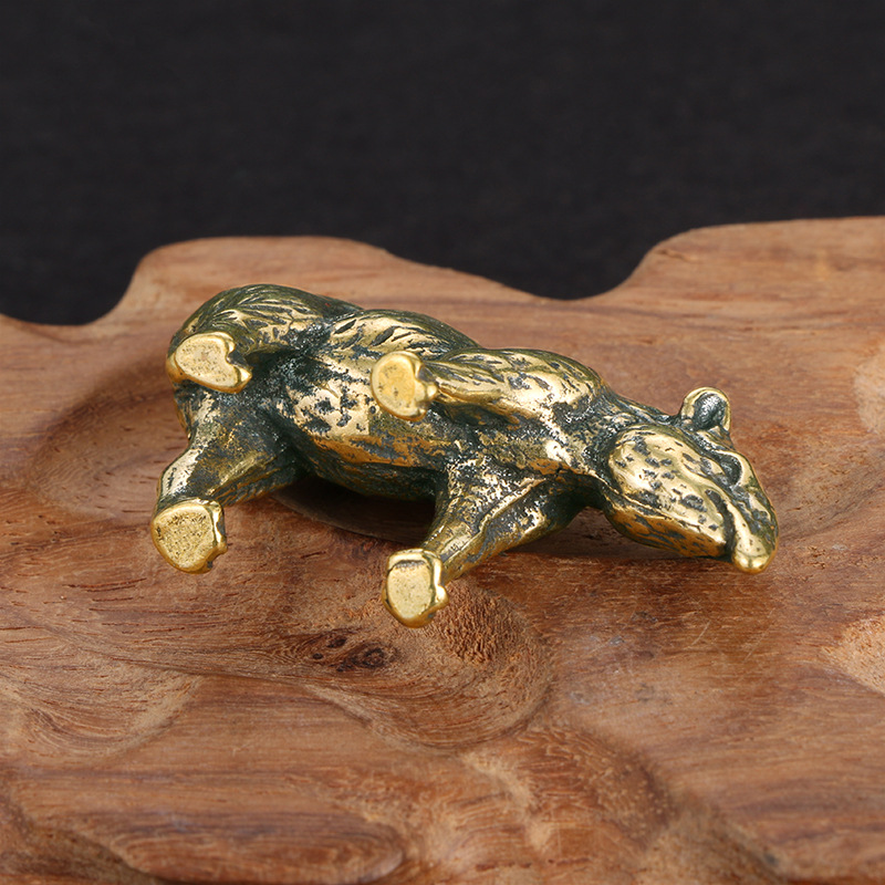 摆件宠古玩装饰黄铜茶尖嘴桌面实心铜器仿古铜古铜兽件手把古董收