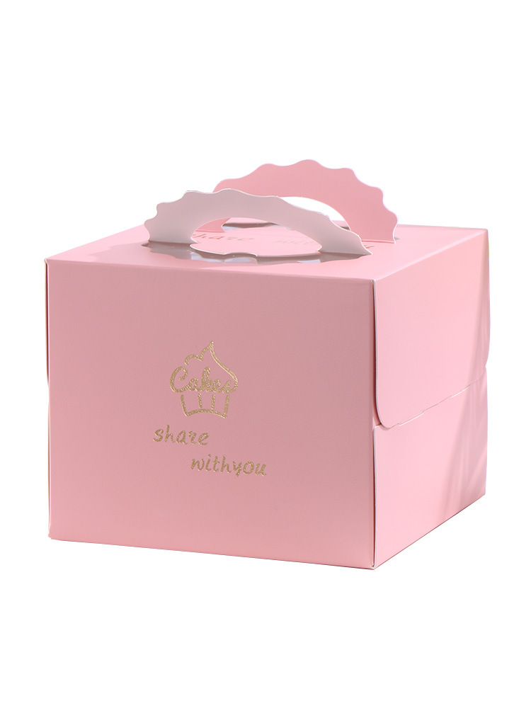 手提生日蛋糕盒子包装盒6寸八寸10寸加厚卡通方形蛋糕包装盒加高