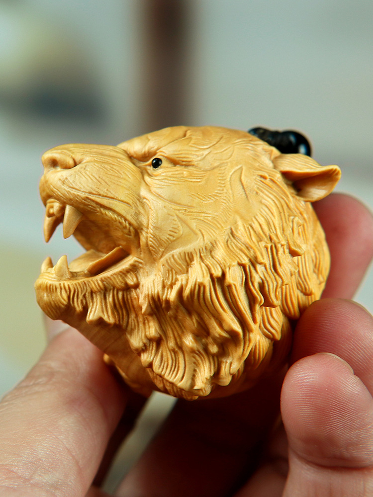 黄杨木雕刻老虎挂件实木生肖动物摆件男士手把件随身把玩虎虎生威