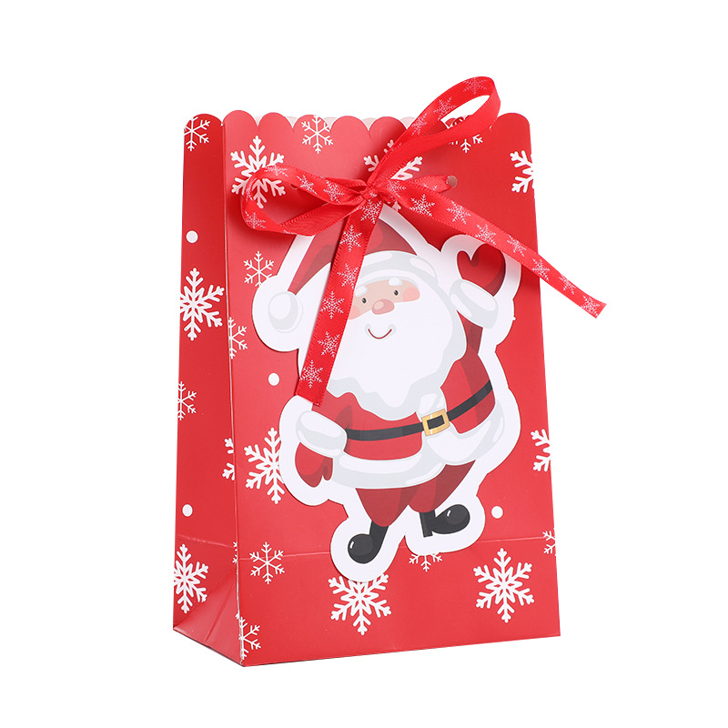 圣诞礼品袋 平安夜圣诞纸袋ins礼物包装蝴蝶结雪花伴手礼袋打包袋详情图5
