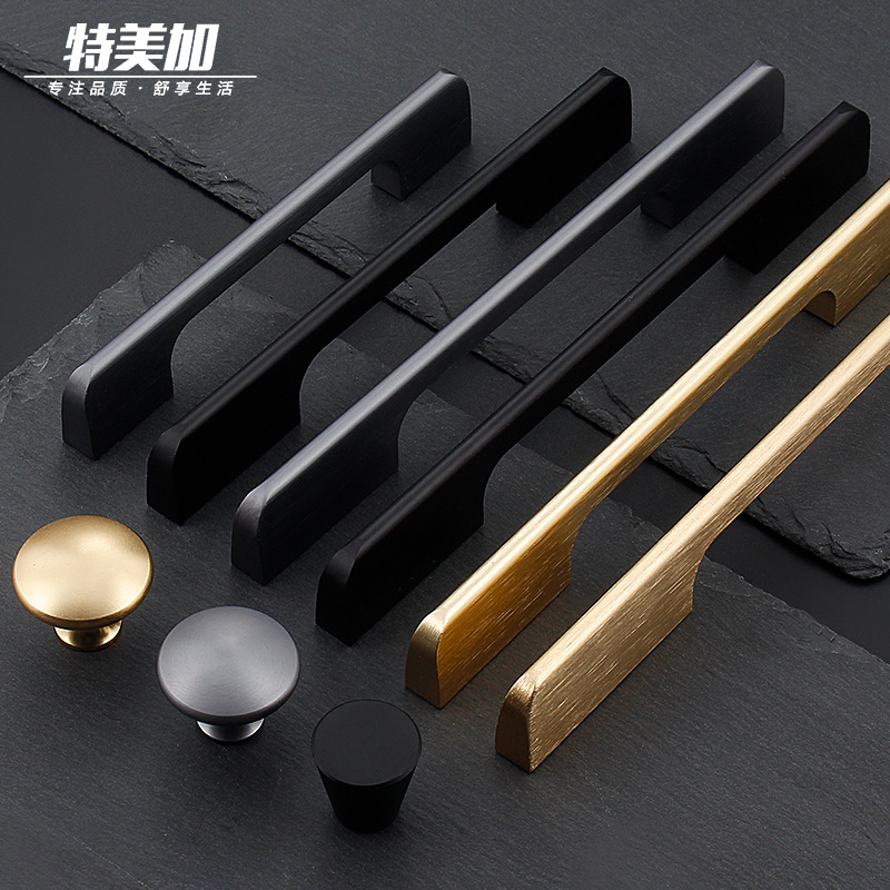 现代简约衣柜加长加厚拉手橱柜黑色门把手铝合金柜门拉手五金批发