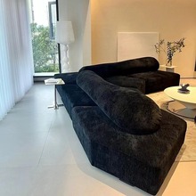意式极简岩石沙发大平层可拆洗客厅黑色家具组合模块异形大户型