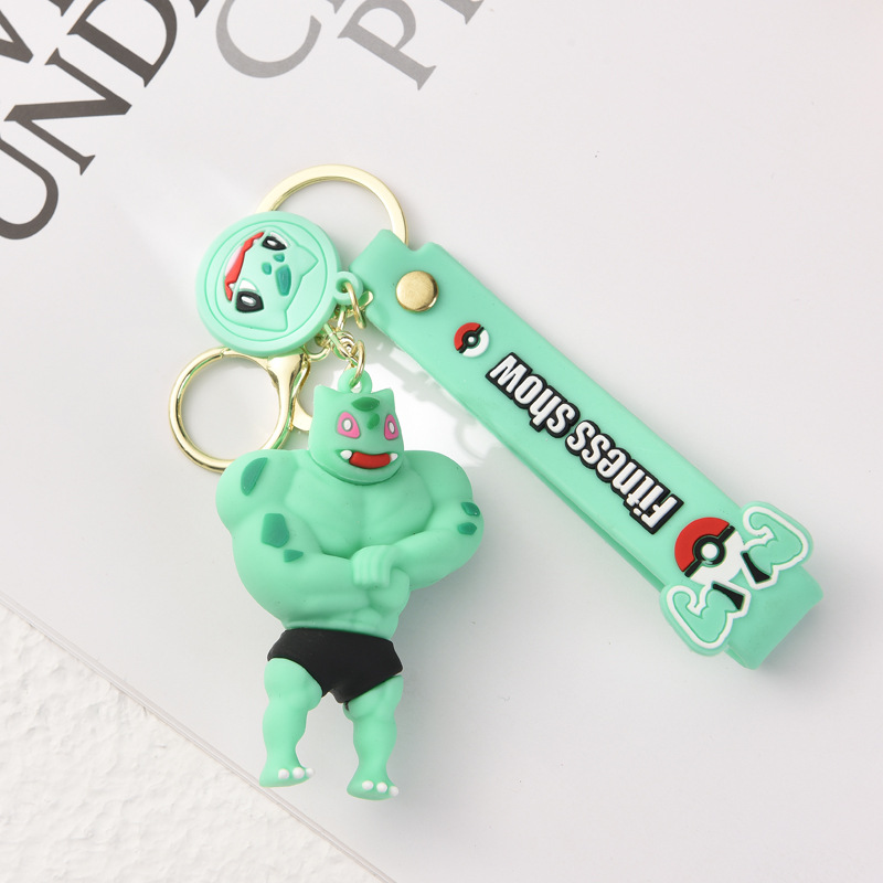 Cartoon Muscle Men Pikachu Keychain Internet-Famous Doll Car Key Chain Pendant Psyduck Bag Ornaments Batch