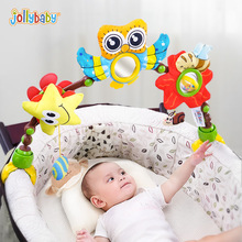 jollybaby婴儿推车车夹宝宝安抚玩具车床挂床夹带音乐风车0-1岁