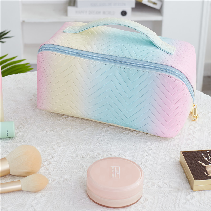 New Pu Cosmetic Bag Large Capacity Ins Waterproof Cosmetic Case Women's Portable Wash Storage Bag Factory Wholesale