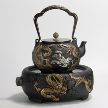 高档茶具礼品批发龙凤戏珠日本南部铸铁无涂层纯手工养生铁壶茶壶