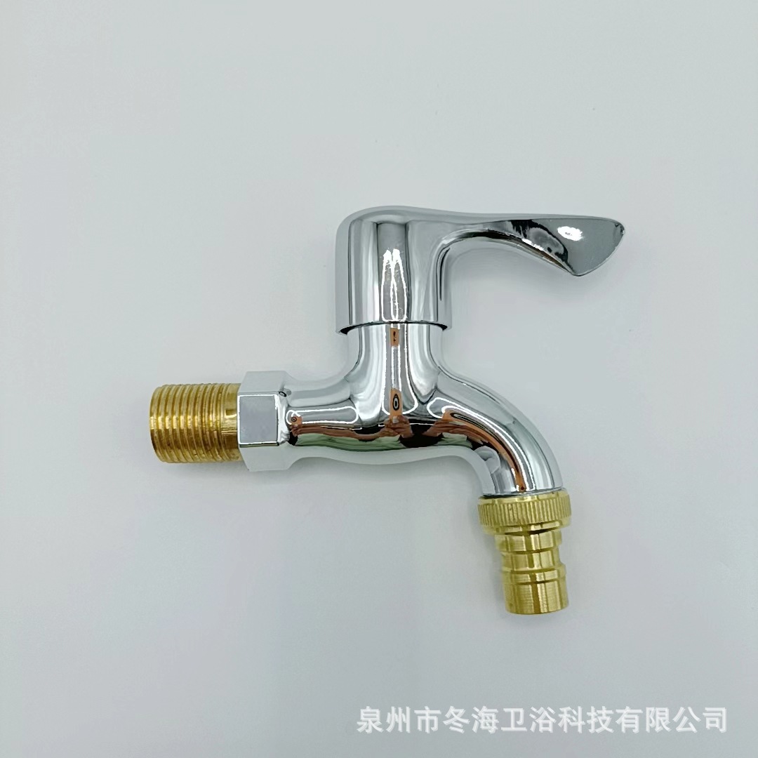 Factory Direct Supply Electroplating Plastic Core Copper Steel Tooth Steel Nozzle Balcony Mop Pool 4 Points Water Inlet Quick Open Single Cold Faucet Water Tap