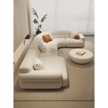Tr纳威法式奶油风沙发客厅大平层设计师款现代简约L型弧形布艺沙
