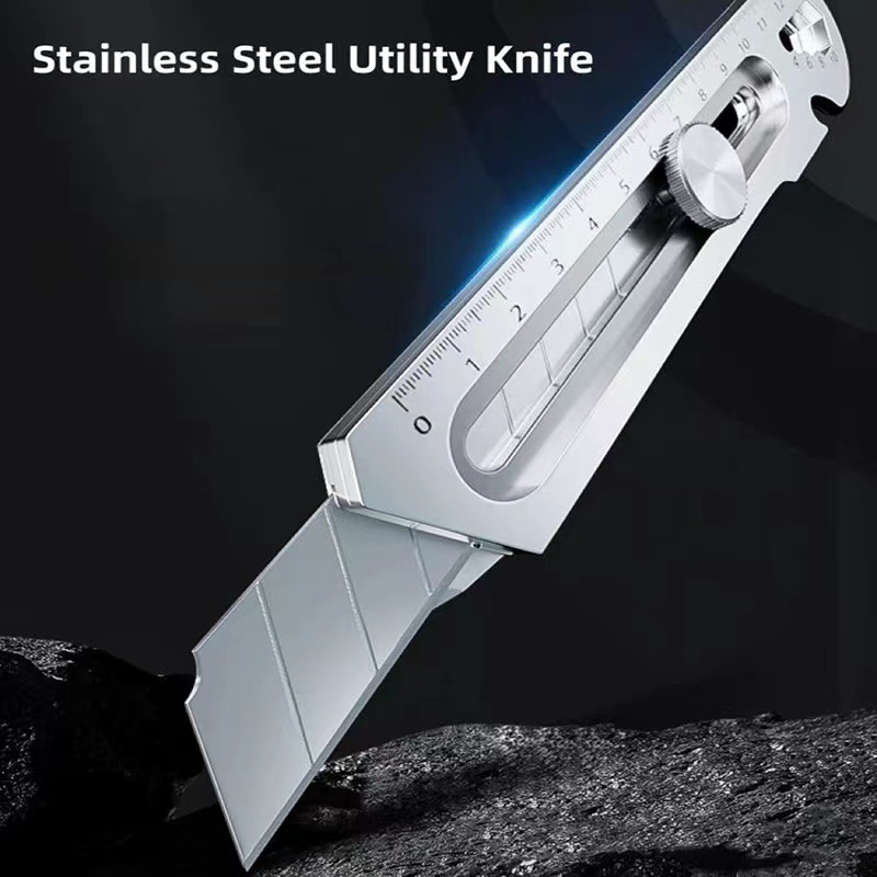 Maida 18mm Heavy-Duty Stainless Steel Heavy-Duty Art Knife Color Boxed Home Office All-Steel Thickened Industrial Grade