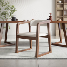 中式实木餐椅轻奢茶椅主人现代家用泡茶餐桌茶台椅子靠背扶手椅