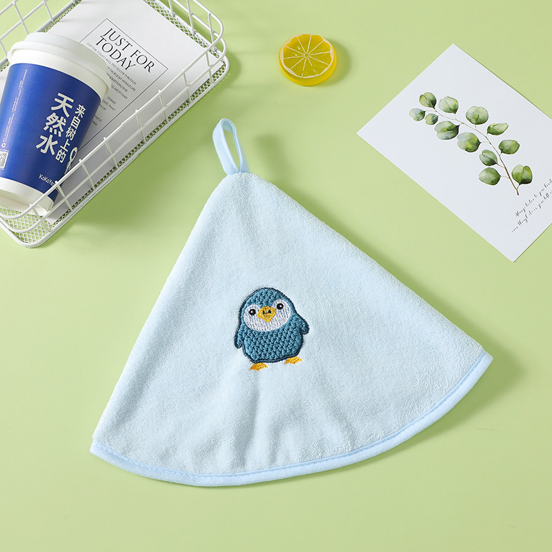 Coral Fleece Cute Fresh Kitchen Bathroom Hand Towel Children Cute Penguin Handkerchief Cartoon Hand Towel