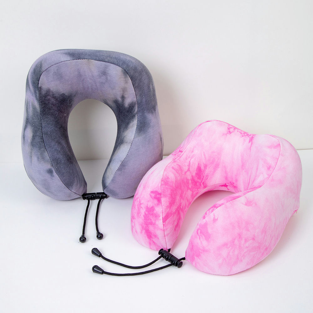 U-Shape Pillow Source Factory Direct Portable Traveling Pillow Cross-Border Hot Selling Memory Foam Tie-Dyed Fabric Neck Pillow