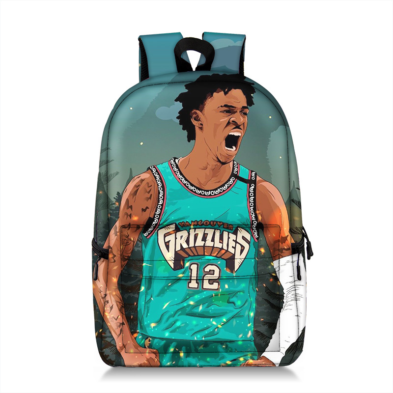 Cross-Border Schoolbag Basketball Star Printing Men Middle School Students' Backpack Polyester Large Capacity Burden Alleviation Backpack Computer Bag