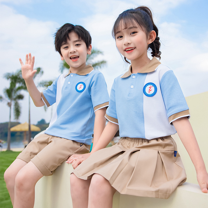 幼儿园园服夏装小学生校服儿童夏季班服学院风短袖套装毕业照服装