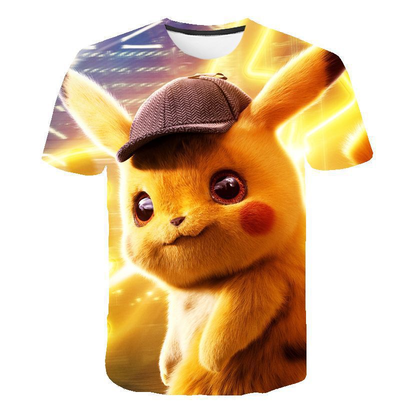动画电影侦探皮卡丘detectivepikachu童装网布短袖儿童t恤