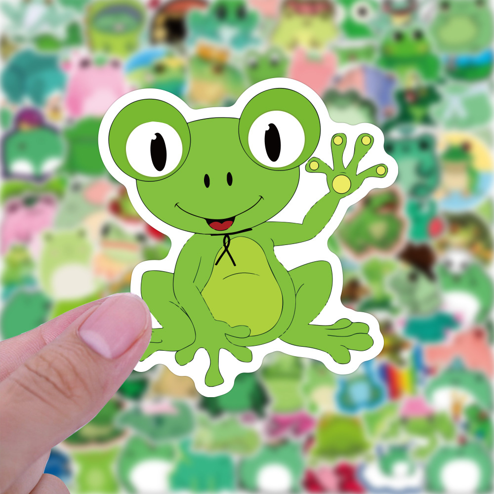100张可爱青蛙动漫涂鸦贴纸行李箱汽车笔记本冰箱摩托车装饰贴纸