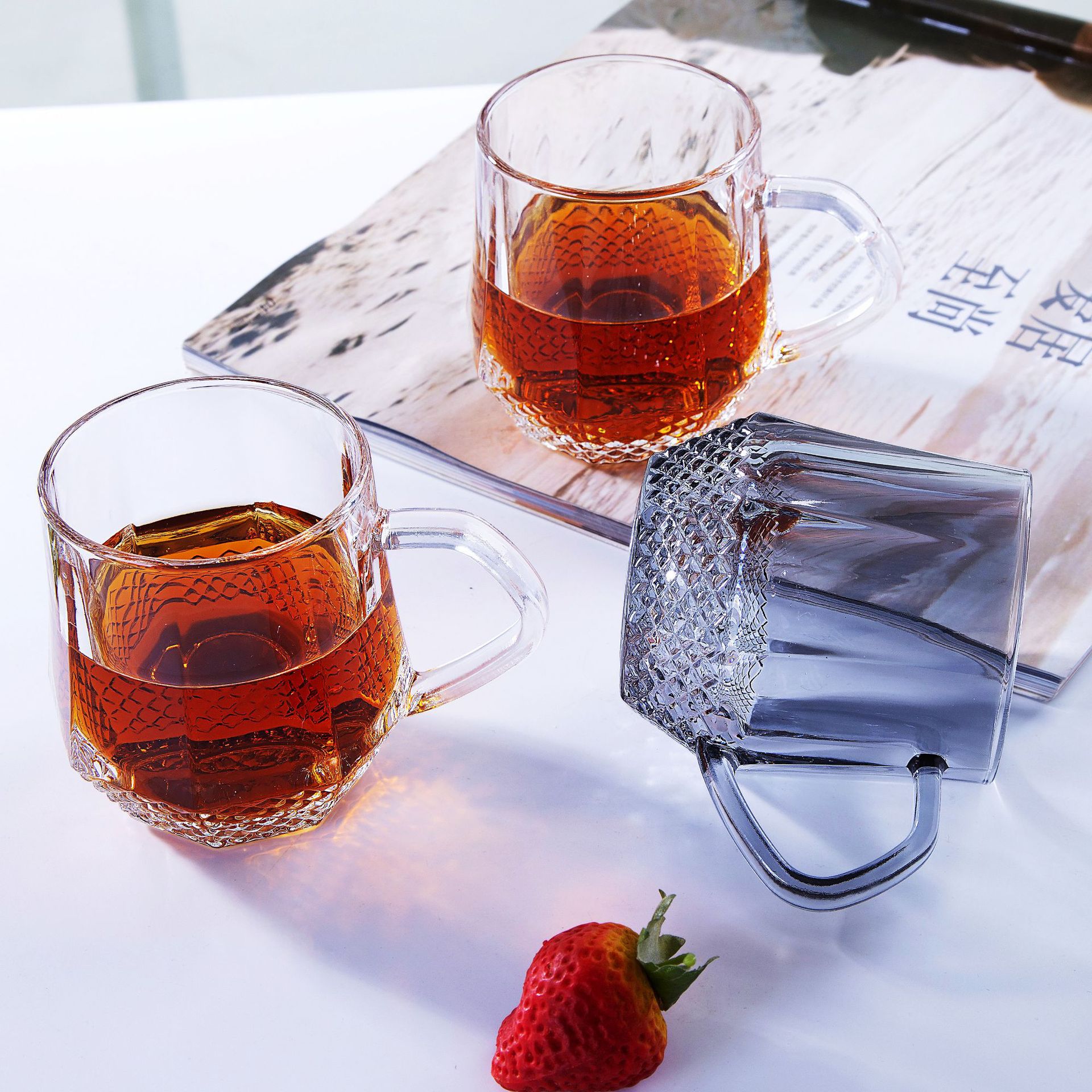 北欧风轻奢玻璃杯 办公家用水杯套装酒吧ktv饮料咖啡杯珠宝店礼品