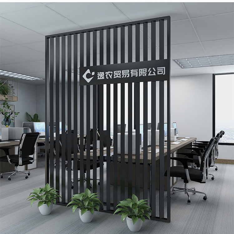 现代简约屏风隔断办公室装饰入户前台座屏玄关进门logo背景墙