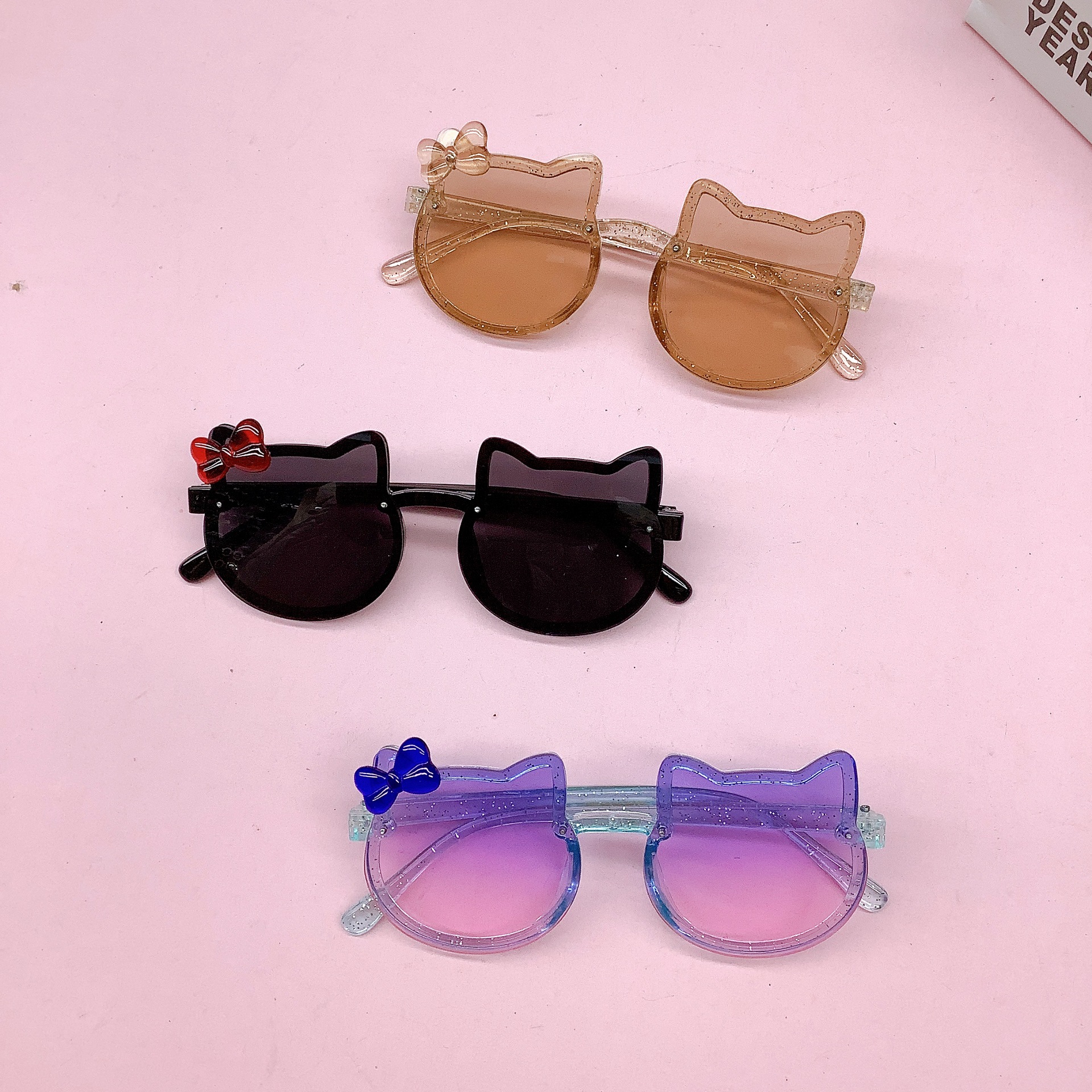 Fashion New Bow Kids Sunglasses Cute Cat Shape Baby Sunglasses Trendy Girl Sunglasses