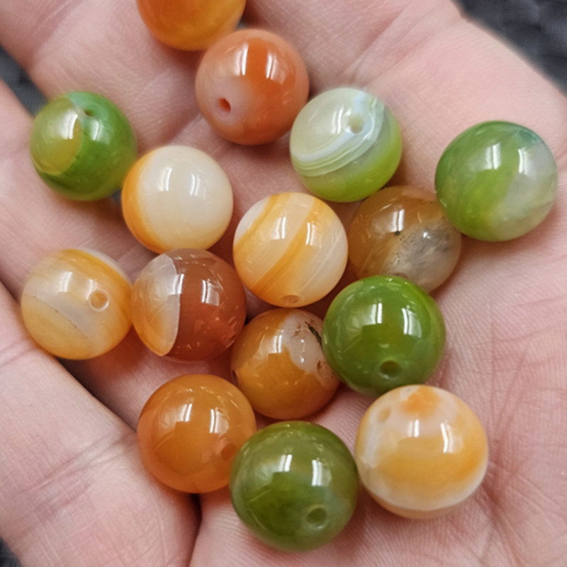 盐源玛瑙圆珠玉石散珠12毫米紫绿玛瑙珠子diy手链项链饰品配件珠