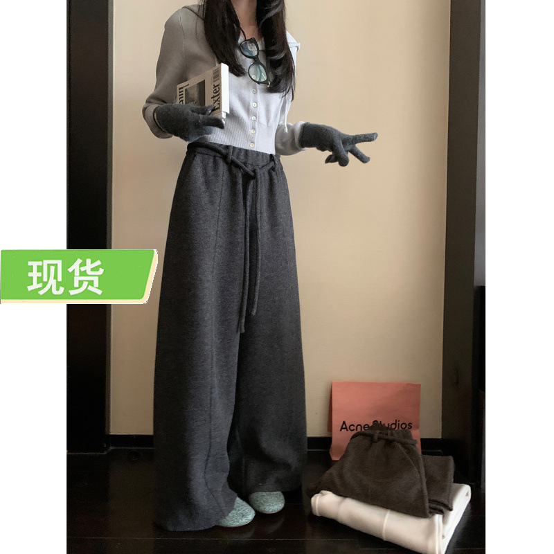 欧阳 遛弯糯米裤 chic懒人b备!超暖垂垂空气感羊毛加绒阔腿裤