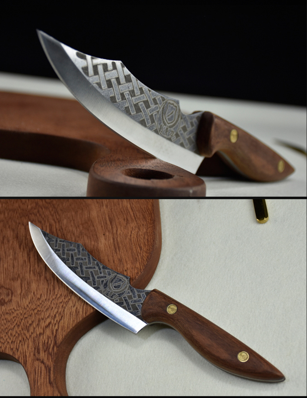 龙泉家用锻打菜刀家用水果切肉切薄片锋利免磨 编织纹剔骨刀