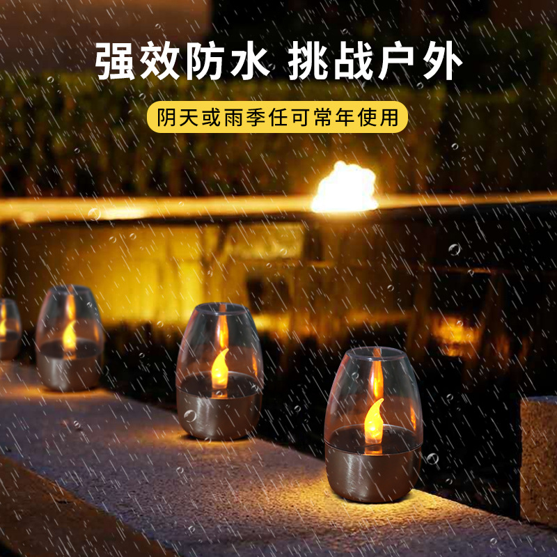 Cross-Border Solar Light Outdoor Courtyard Led Stainless Steel Candle Light Lawn Deck Small Night Lamp Wholesale