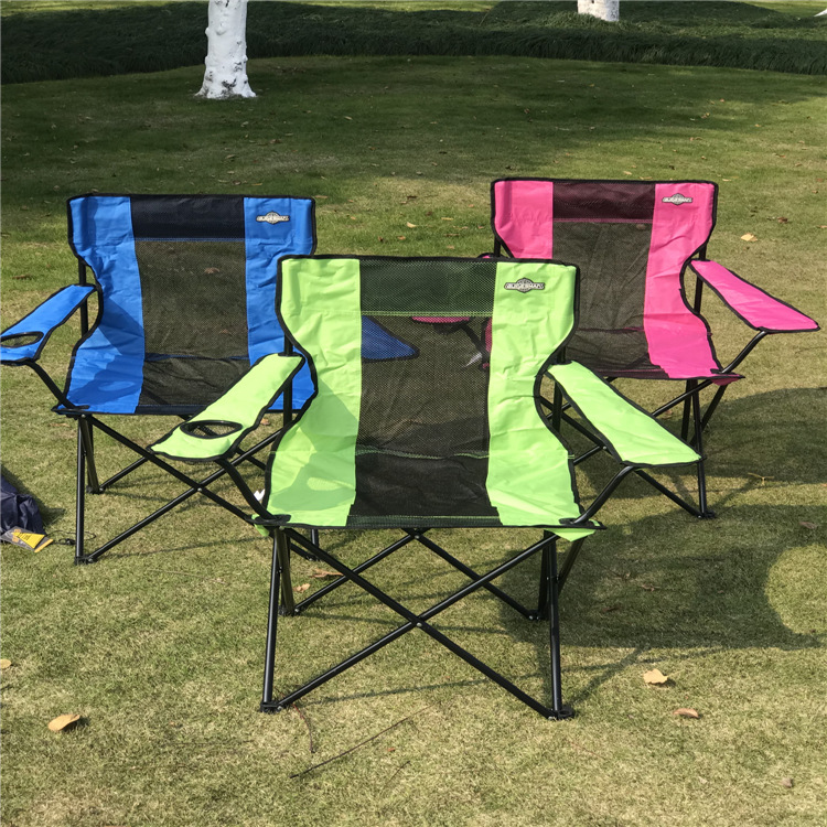 现货供应户外折叠椅露营椅钓鱼椅牛津布网纱大扶手椅休闲沙滩椅