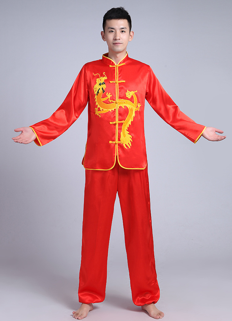 中老年秧歌服演出服男士成人2021新款锣鼓打鼓舞龙舞狮服装武术服
