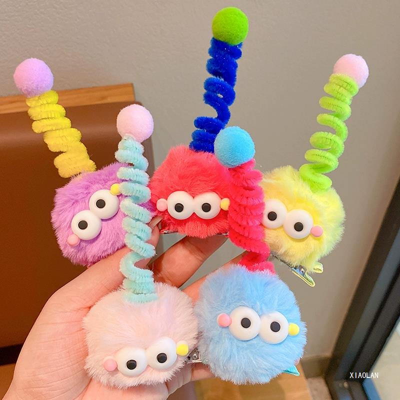 Funny Ugly Doll Barrettes Children Cute and Ugly Briquette Hairpin Autumn and Winter Plush Headband Little Girl Headband Hair Accessories