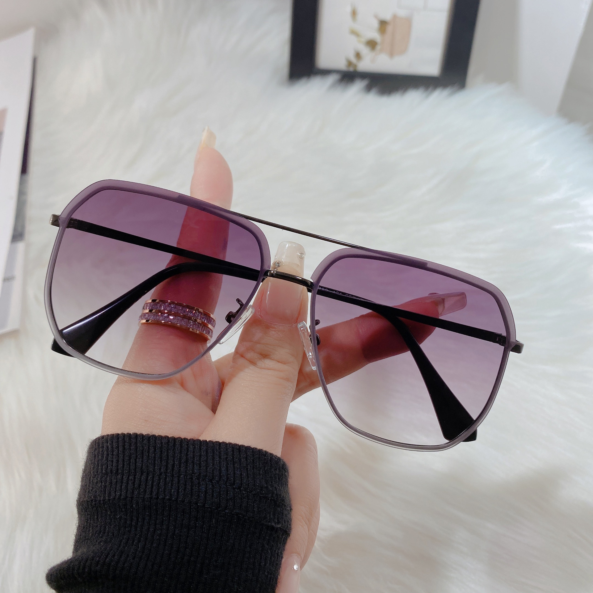 New Online Influencer Fashion Gradient Sunglasses Women's Ins Cross-Border Sunglasses UV Protection Advanced Glasses