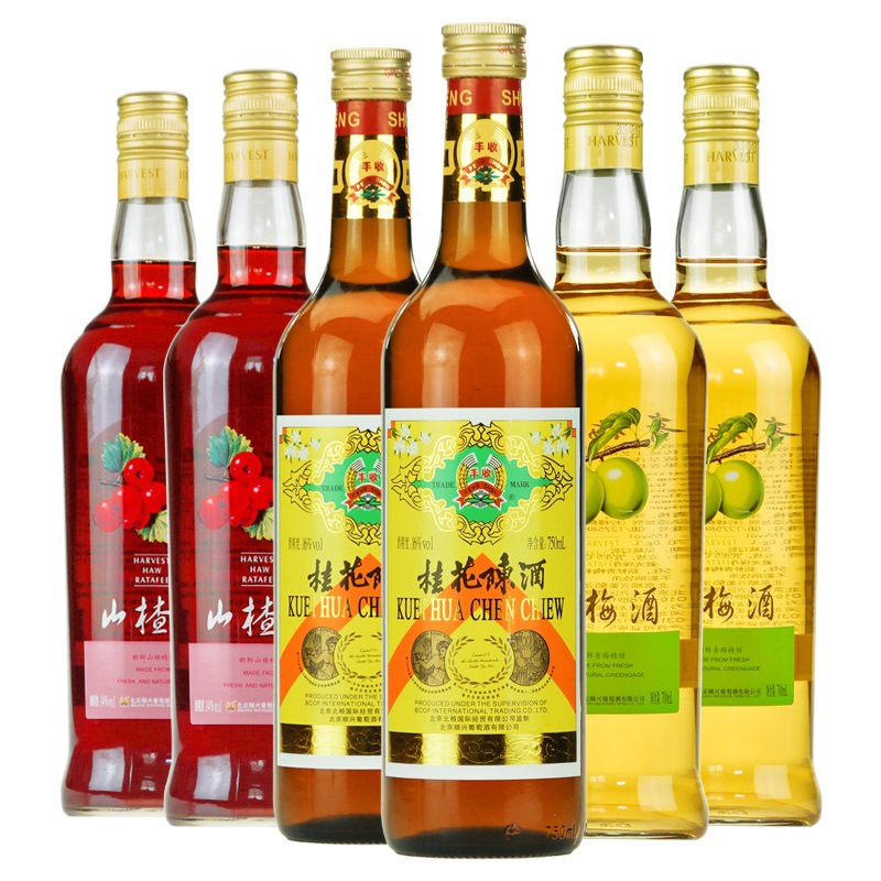 丰收桂花陈酒北京特产葡萄酒15度桂花酒送礼宴请甜酒整箱6瓶-阿里巴巴