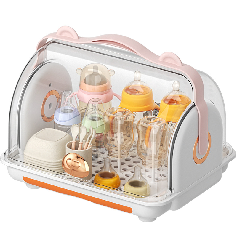 Baby Bottle Storage Box Dustproof with Cover Cup Draining Storage Rack Baby Bowl and Chopsticks Storage Box Plastic Storage Box