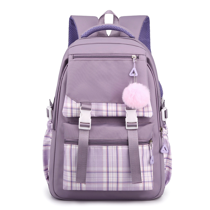 2024 New Schoolbag Female Korean Style Mori Style Fresh Junior High School Student Solid Color Simple Multi-Layer Computer Backpack