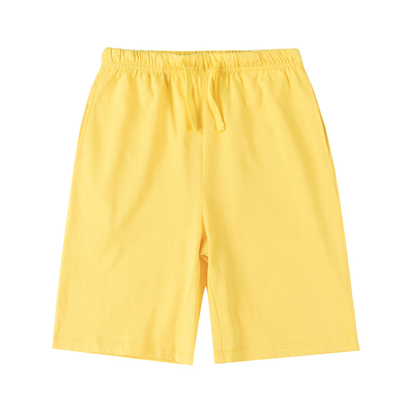 外贸全棉短裤批发 中大童夏季宽松运动素色沙滩裤 直筒三分裤子