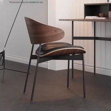 意式轻奢极简设计师餐椅家用高级感黑色靠背高端实木书房椅子北欧