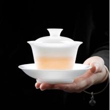 高档冰种玉瓷三才盖碗功夫茶陶瓷盖碗茶具手工白瓷薄胎泡茶大容量