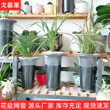 兰花盆网套 绿植花卉保护网套 塑料高弹防猫抓防漏网 纱线套网