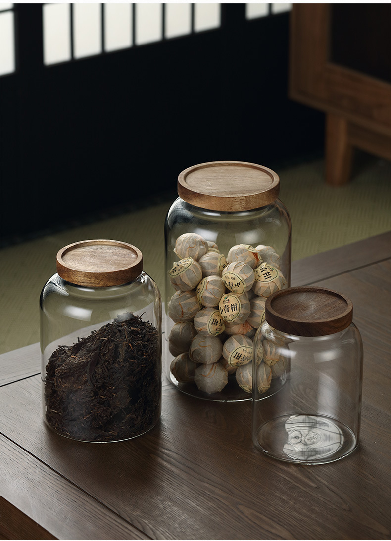 玻璃密封罐带盖装陈皮储存罐专用茶叶罐食品级中药大号样品展示瓶