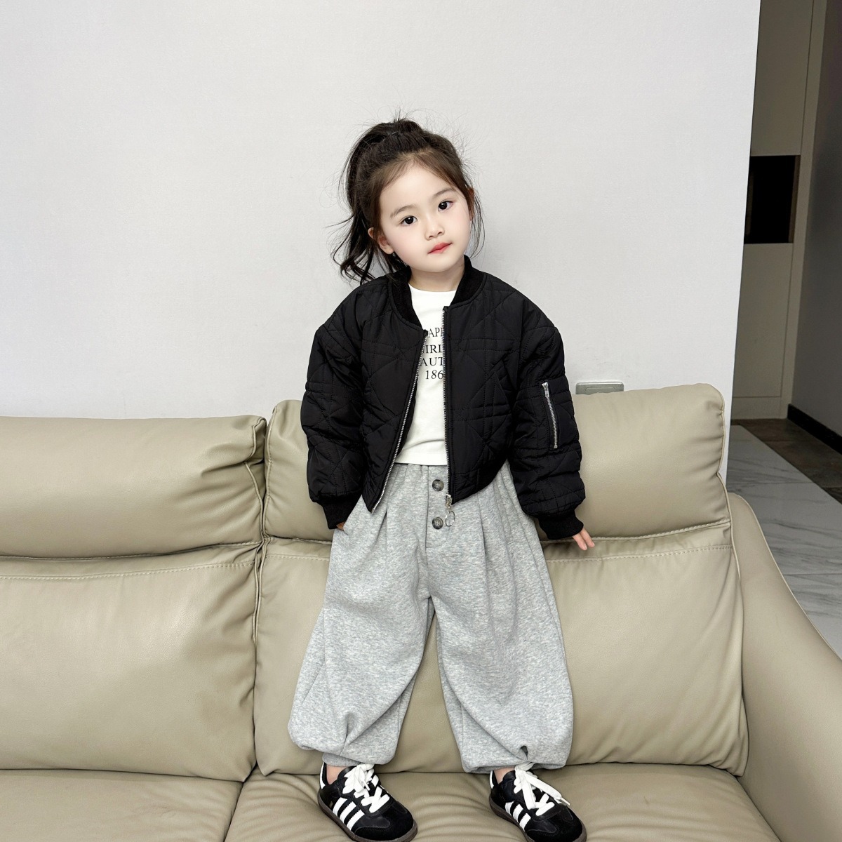 加厚加棉款2023女童外套机车棉衣中小童宝宝冬季新款短款洋气保暖
