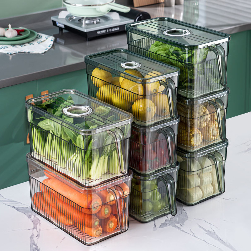 Refrigerator Storage Box Crisper Food Grade Fresh-Keeping Frozen Kitchen Fruit and Vegetable Classification Egg Storage Box with Lid