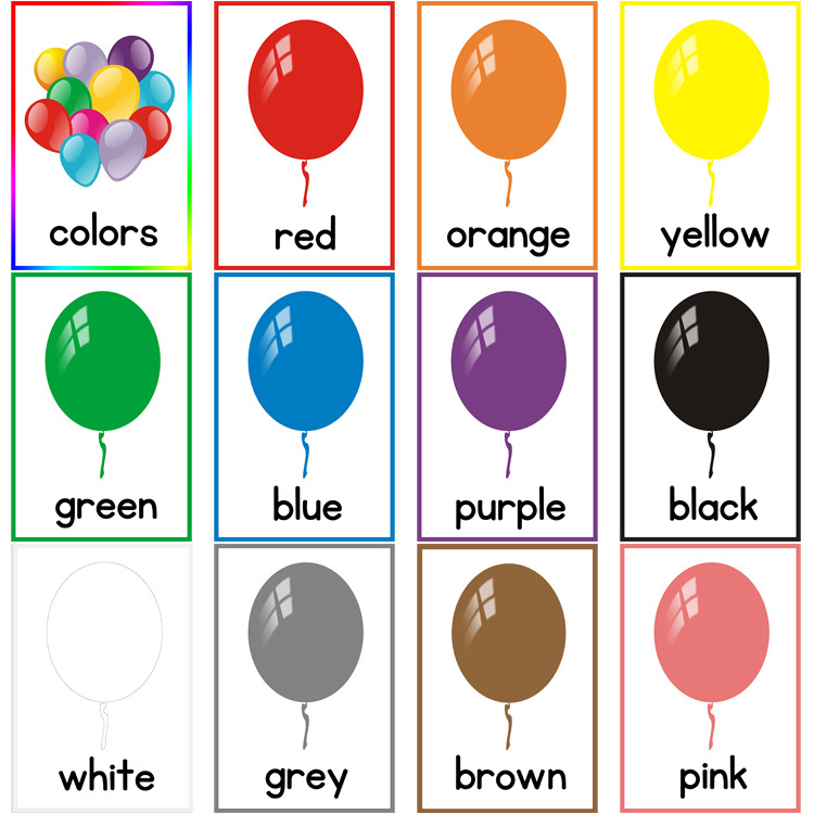 color颜色闪卡儿童认识色彩纯色卡片英语彩图英文教具宝宝早认知