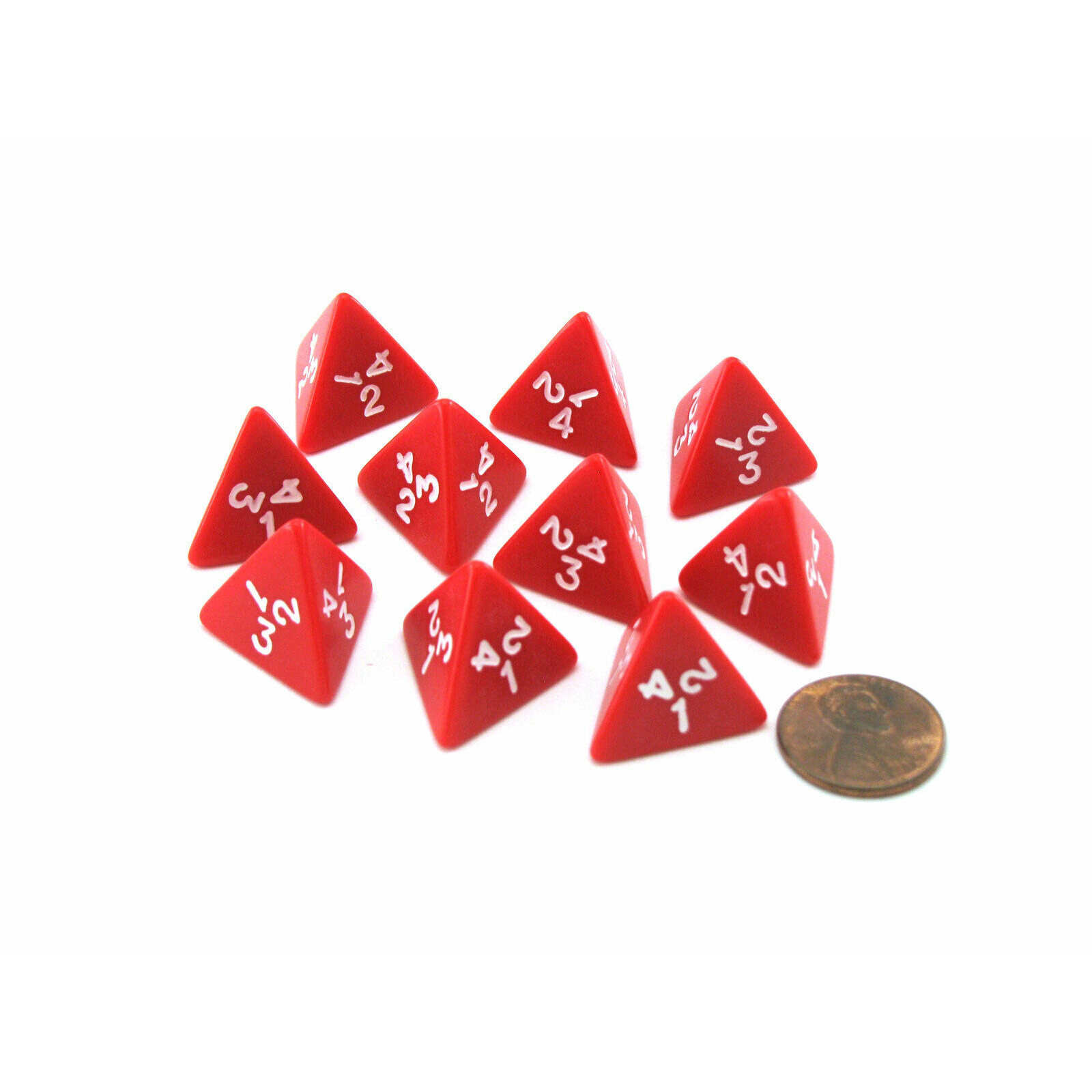 4面骰 四面 多面骰子 数字色子 游戏骰子 桌游 娱乐筛子 实色红