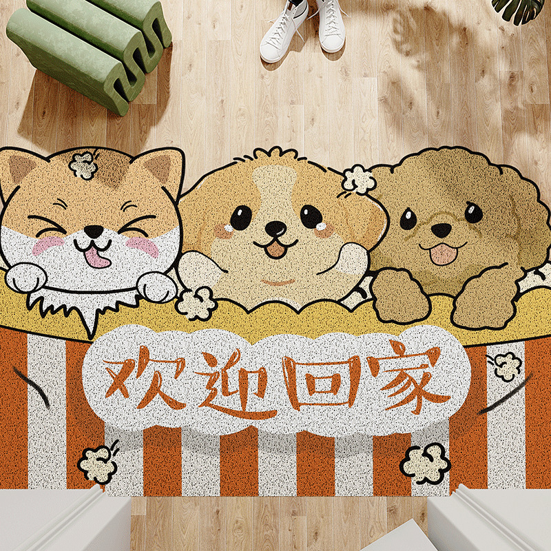 卡通创意欢迎回家地垫地毯可爱进门可裁剪pvc脚垫入户门垫换鞋垫