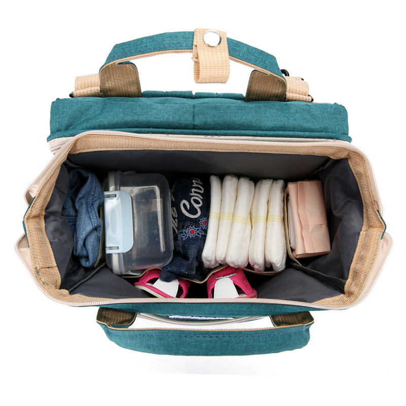 2022 New Folding Crib Go out Portable Mummy Bag Large-Capacity Hospital Bag Trailer Baby Diaper Bag