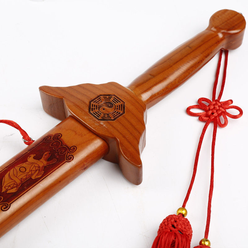纯朱砂桃木剑手工肥城木雕儿童客厅随身挂件摆件装饰品工艺品