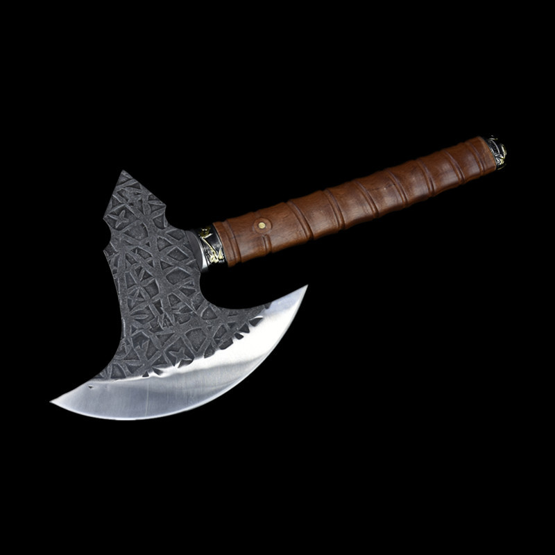 户外砍竹劈柴斧头手工锻打斩骨斧屠宰锋利硬骨头砍骨刀商用剁骨刀