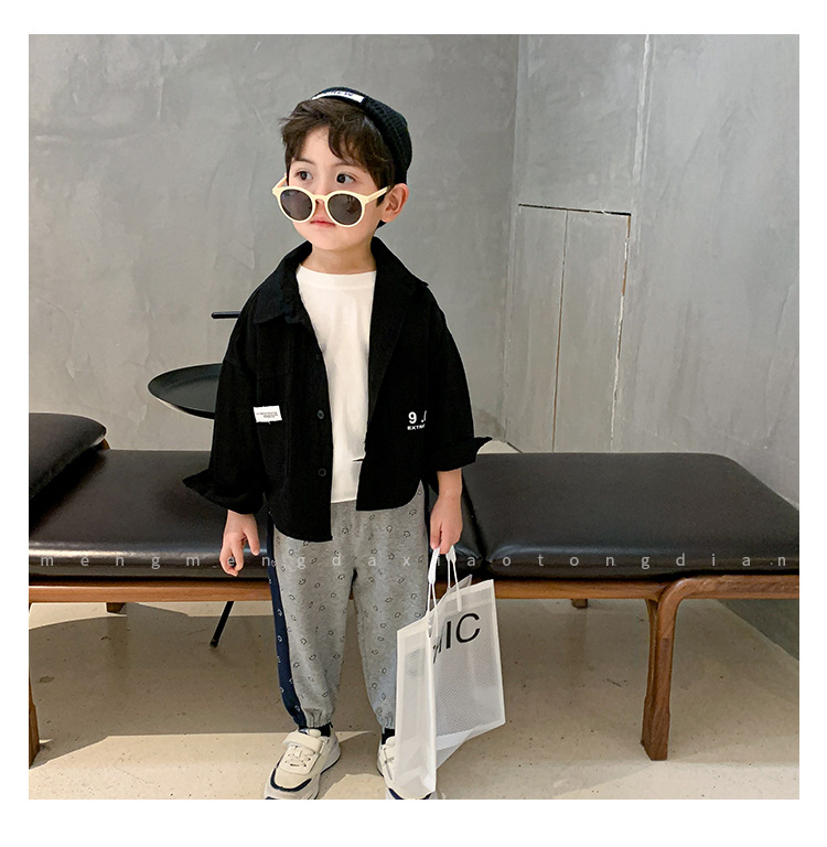 2021春装新款男童工装衬衫儿童洋气上衣韩版儿童宝宝长袖衬衣潮