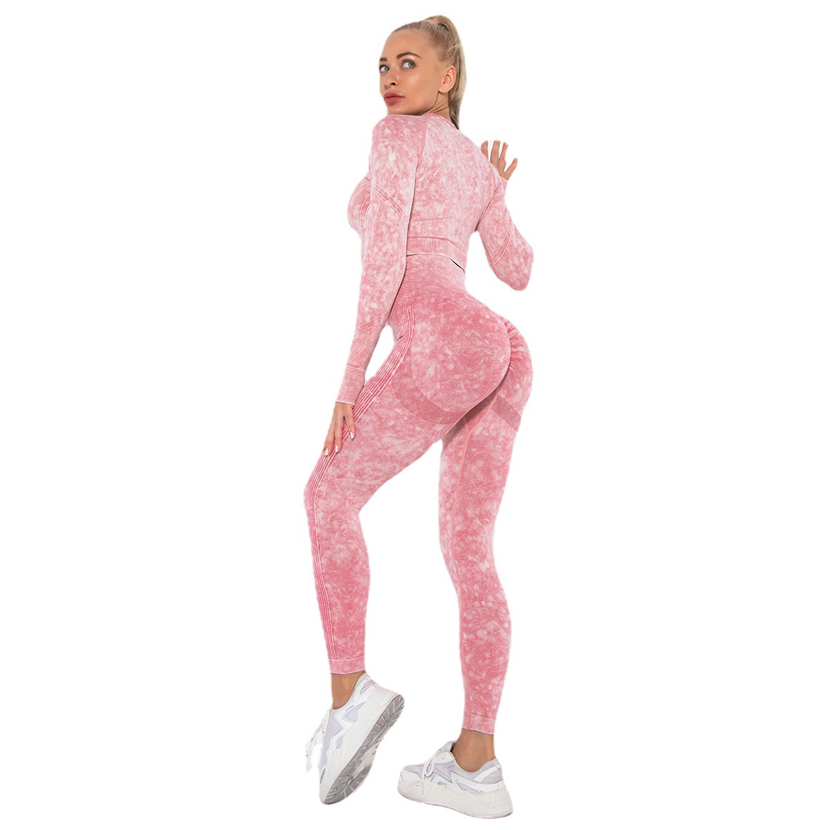 Cross-Border Amazon Seamless Matte Peach Hip Raise Yoga Suit Sports Running Workout Outfit Sexy Yoga Pants